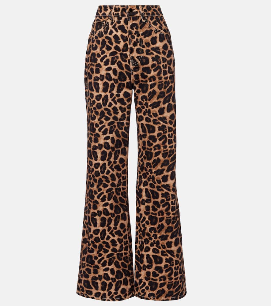Leopard-print high-rise wide-leg pants