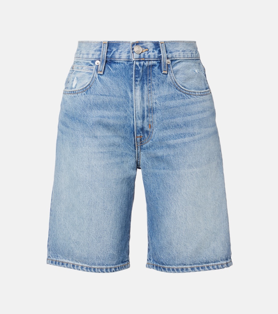 High-rise denim Bermuda shorts