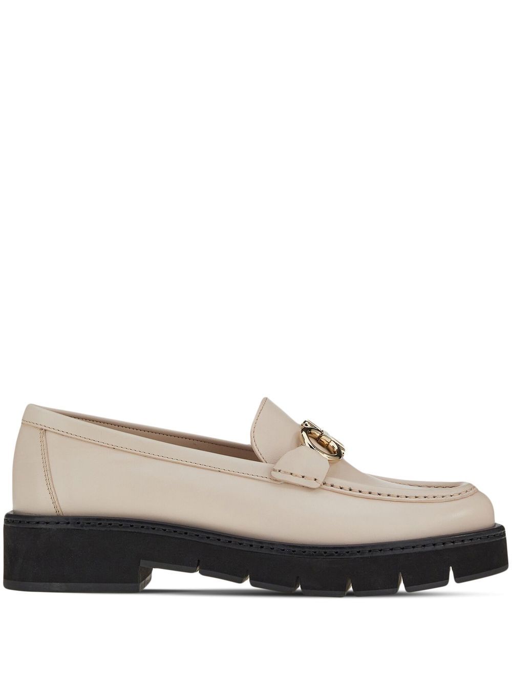 Gancini-plaque leather loafers - Neutrals