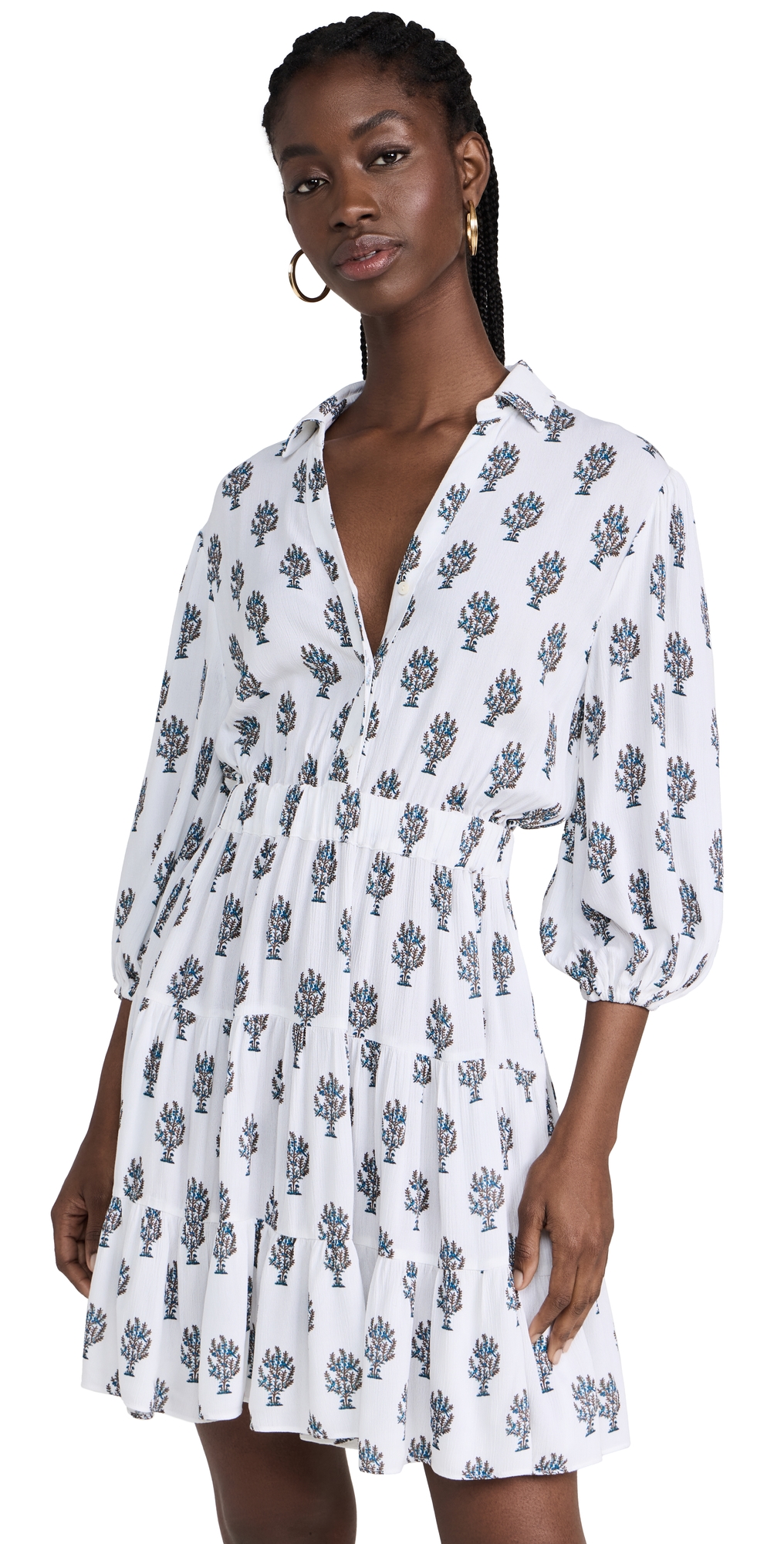 Collared Dress Blue Print