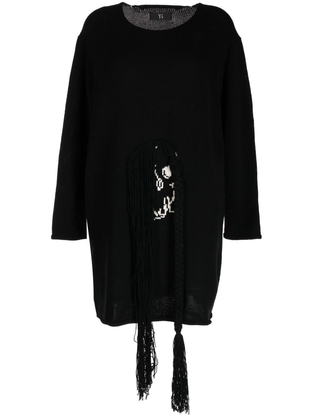 Oversized intarsia-knit skeleton jumper - Black