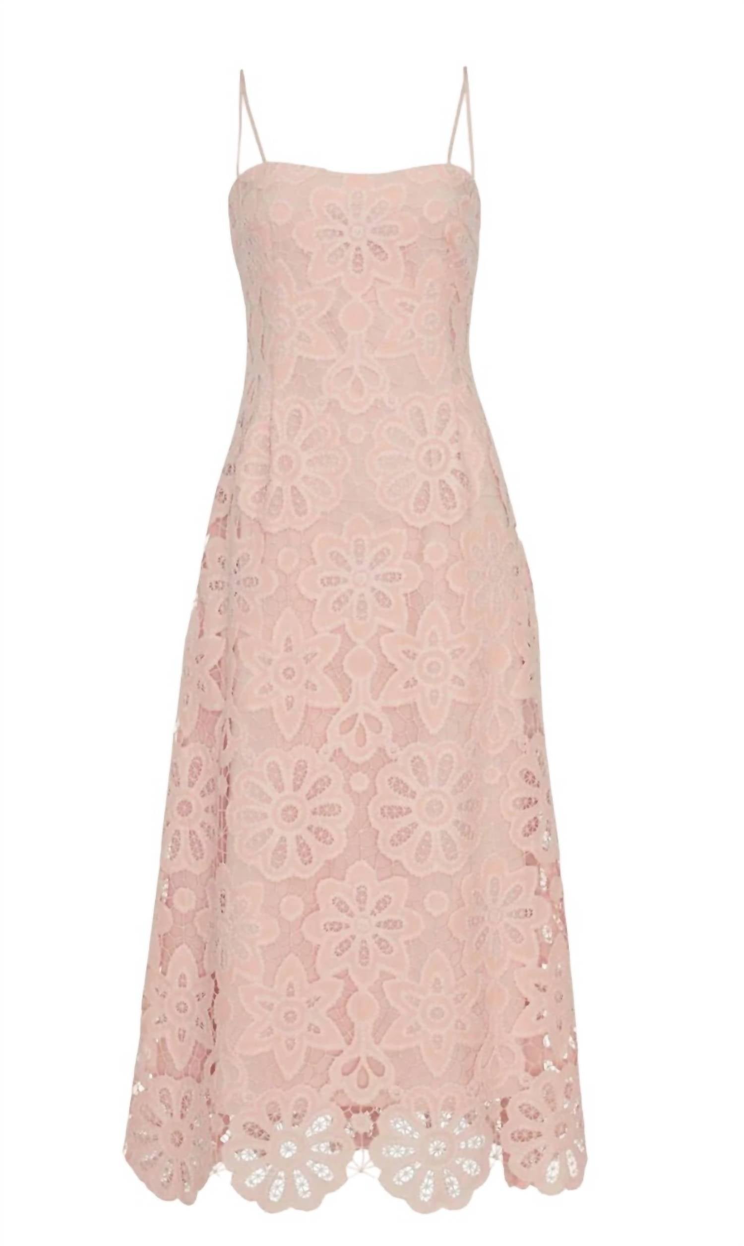 Women's Floral Lace Midi Dress In Pink