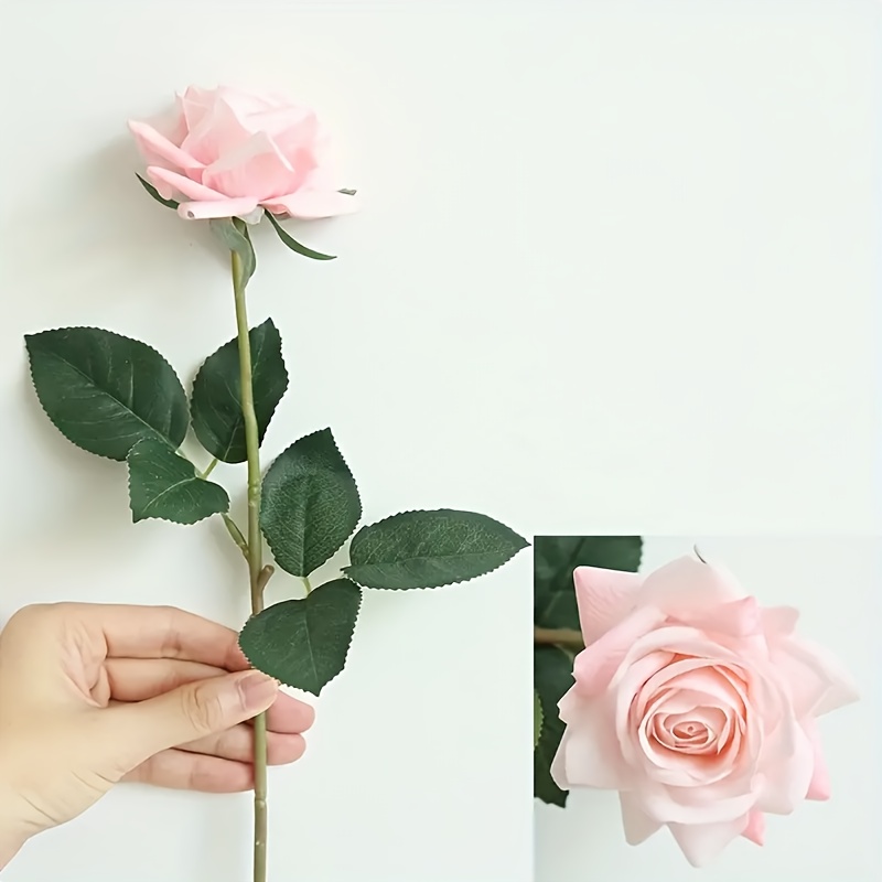 TEMU 10pcs Real Touch Artificial Roses - Soft Roses With Greenery, No Maintenance Fake Flowers For Home Decor, Valentine's/mother's Day/christma