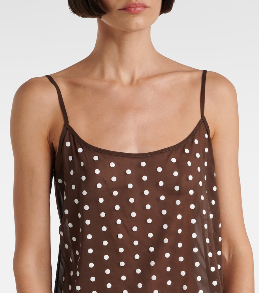 Polka-dot silk-blend tank top