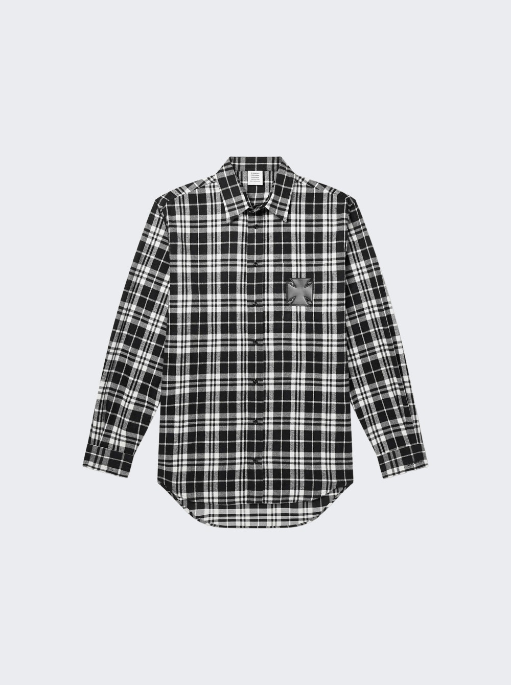 Leather Cross Flannel Shirt Black And Cream Check