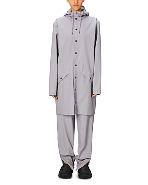 Knee-length drawstring-hood jacket - Blue