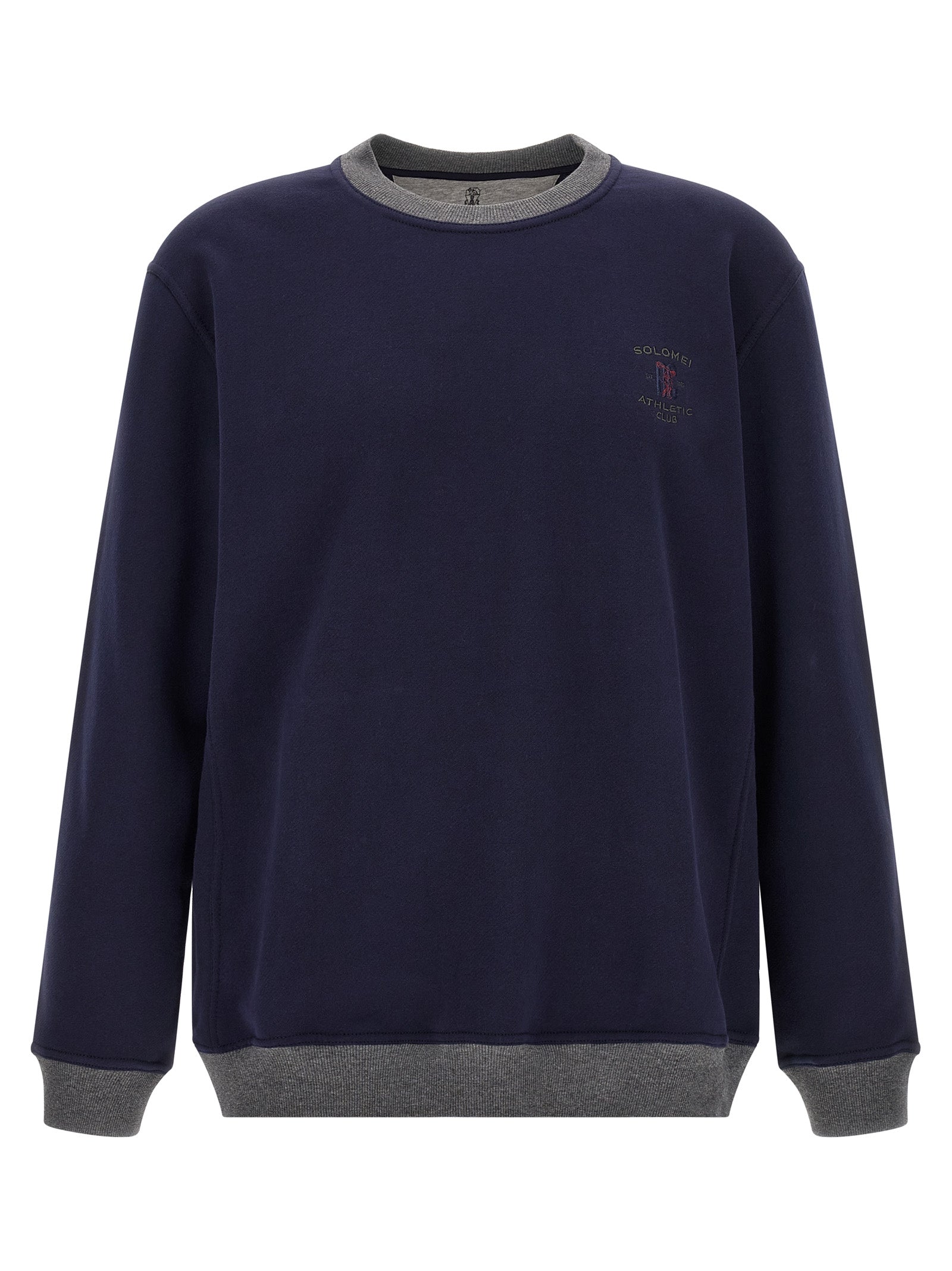Cotton Crew Neck Sweatshirt — Navy