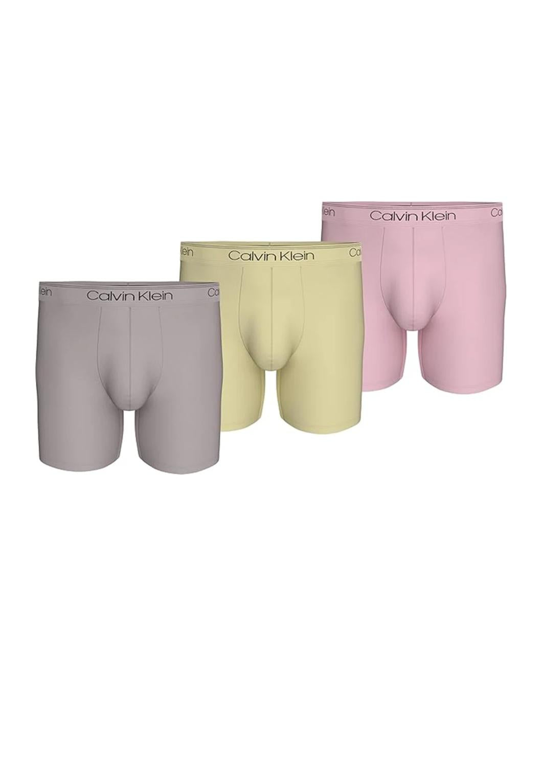 Men's 3-Pack Micro Stretch Boxer Briefs In Grey/yellow/buff Pink