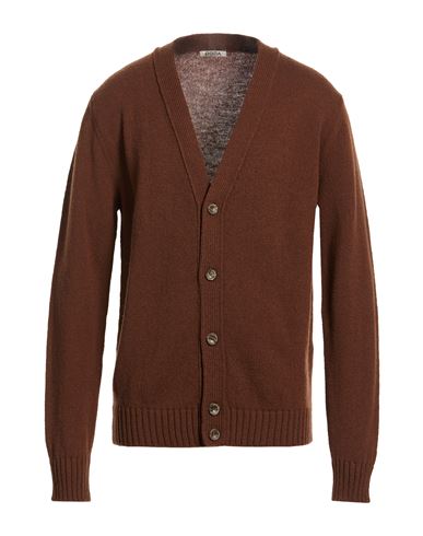 Man Cardigan Brown Size L Wool