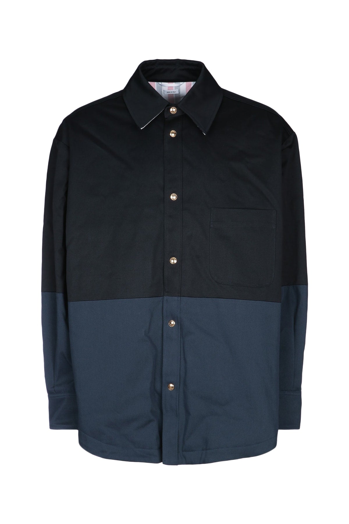 Color-Block Cotton Jacket — Navy