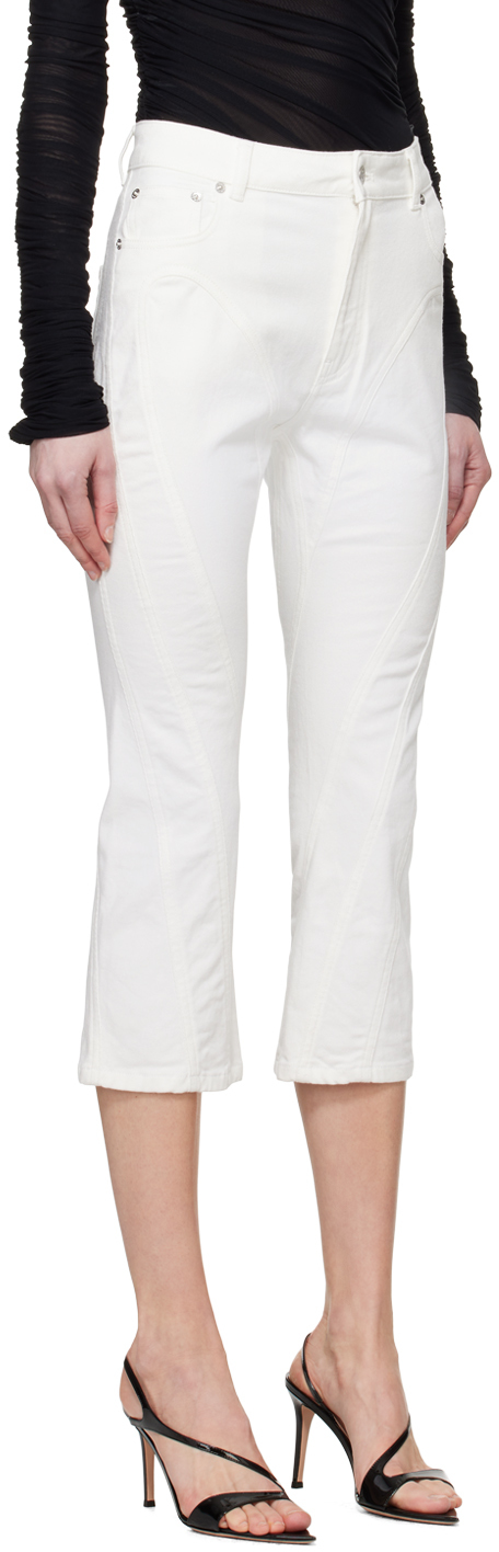 Mugler White Spiral Crop Jeans