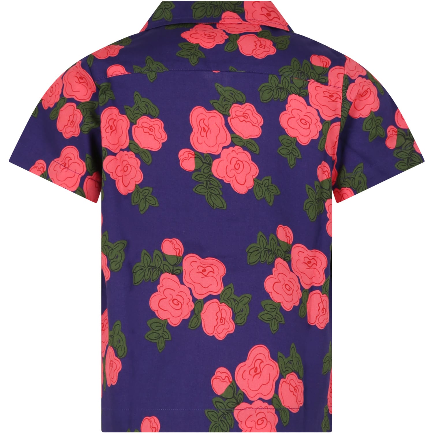 Roses organic cotton shirt - Blue