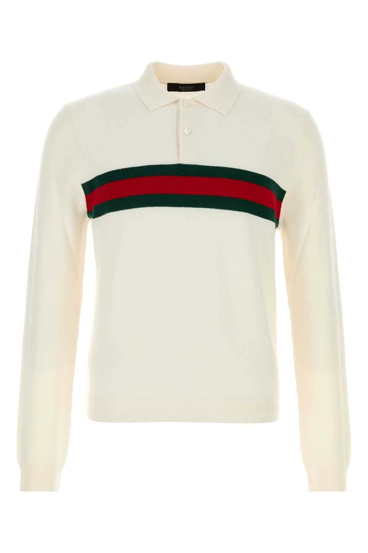 Men's Web-Stripe Long-Sleeve Polo Shirt