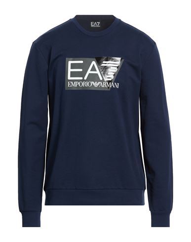 Man Sweatshirt Midnight blue Size L Cotton, Elastane