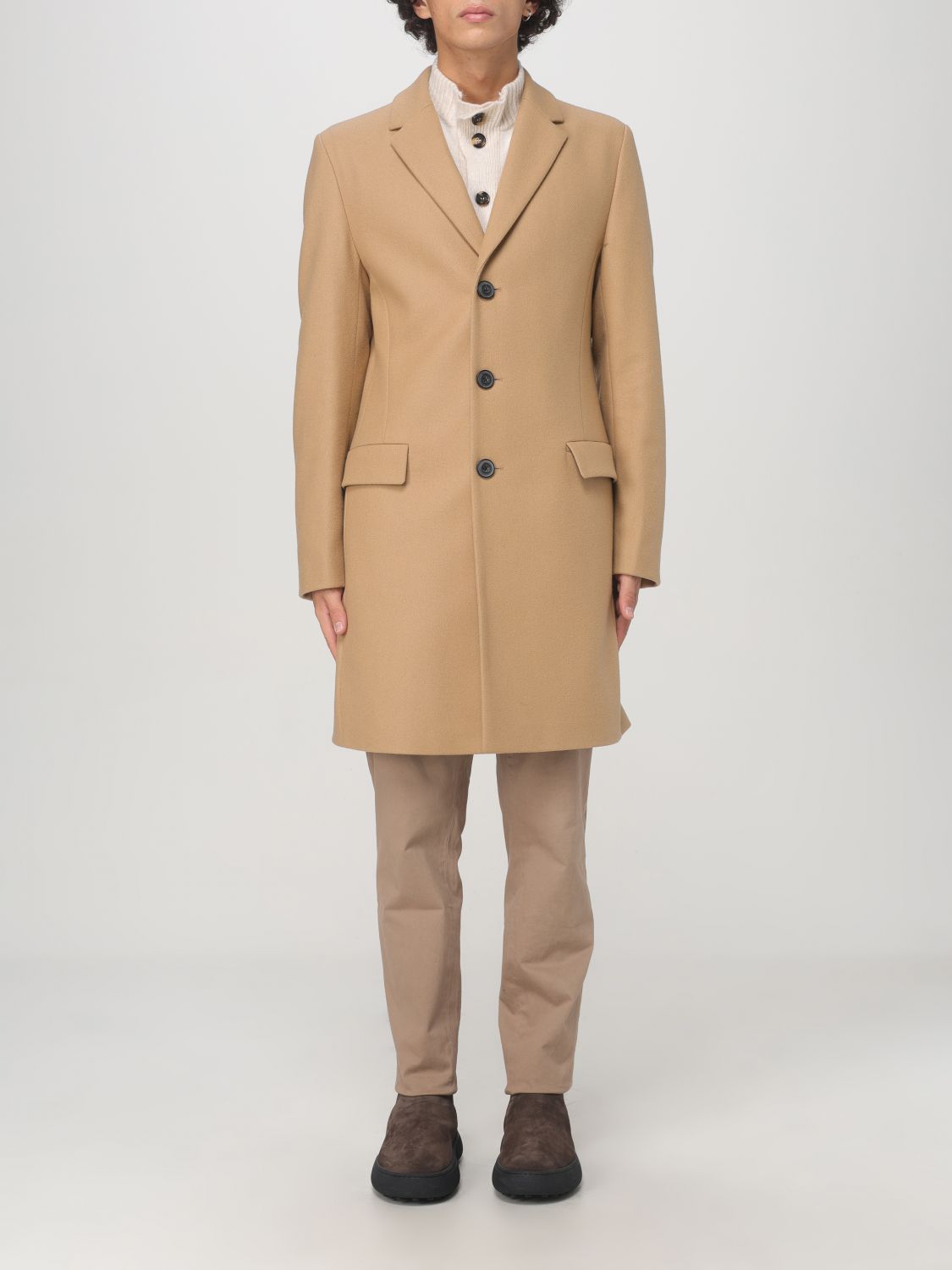 Coat Men color Beige