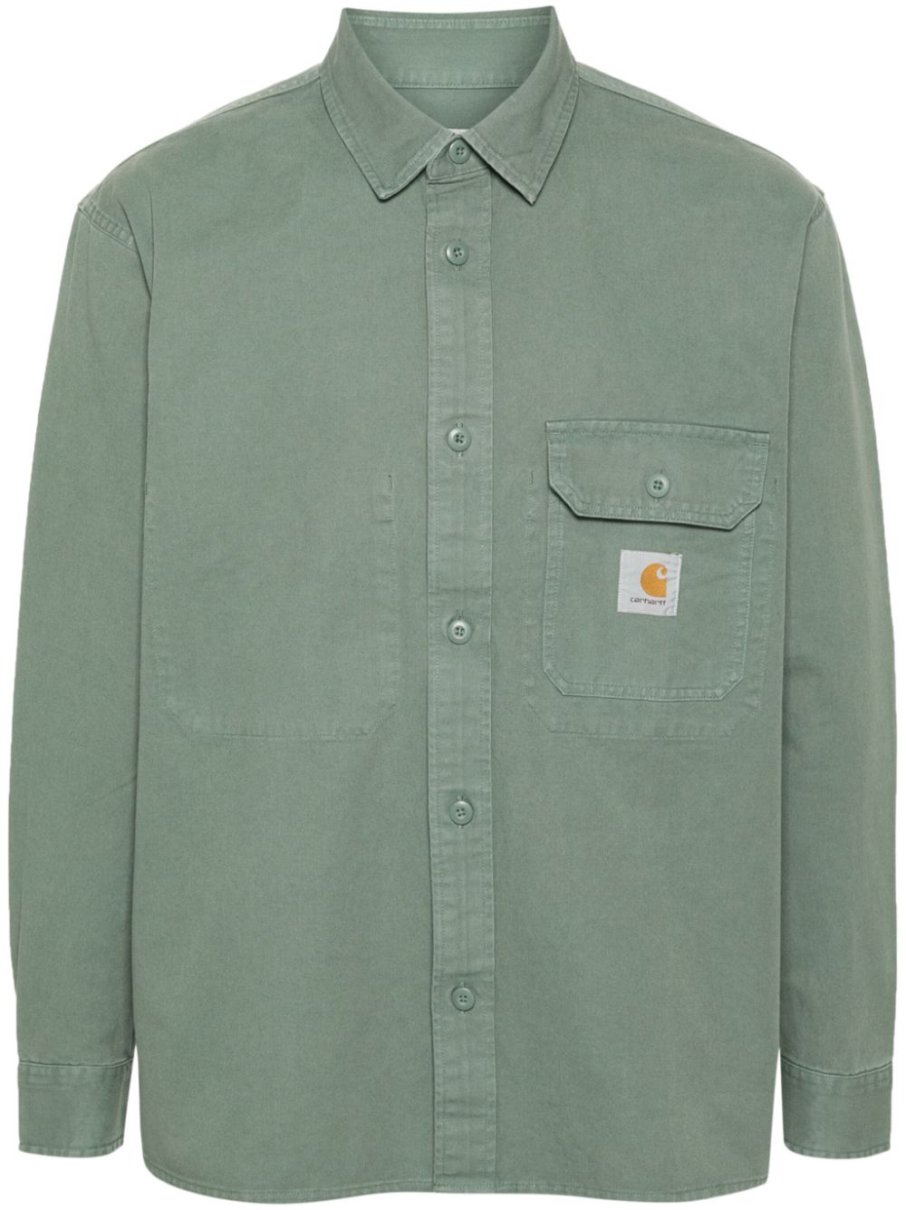 Logo-patch cotton shirt - Black