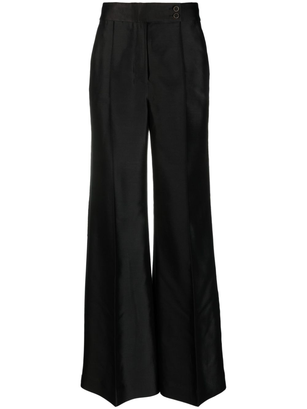 Wool-blend wide-leg trousers - Black