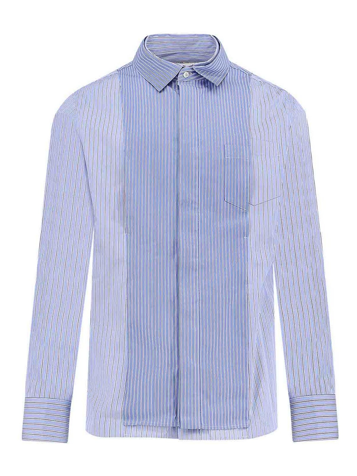 Shirt in striped cotton popelines