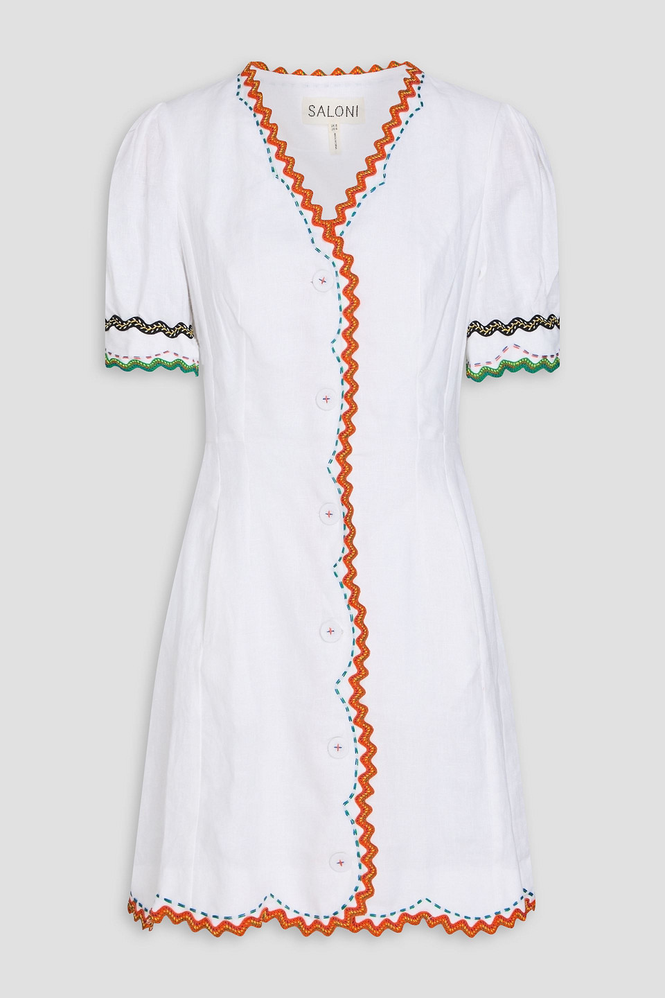 Marlee embroidered linen mini dress - White - UK 10