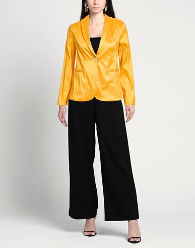 Gold Woman Blazer Mandarin Size M Polyester, Polyamide, Elastane