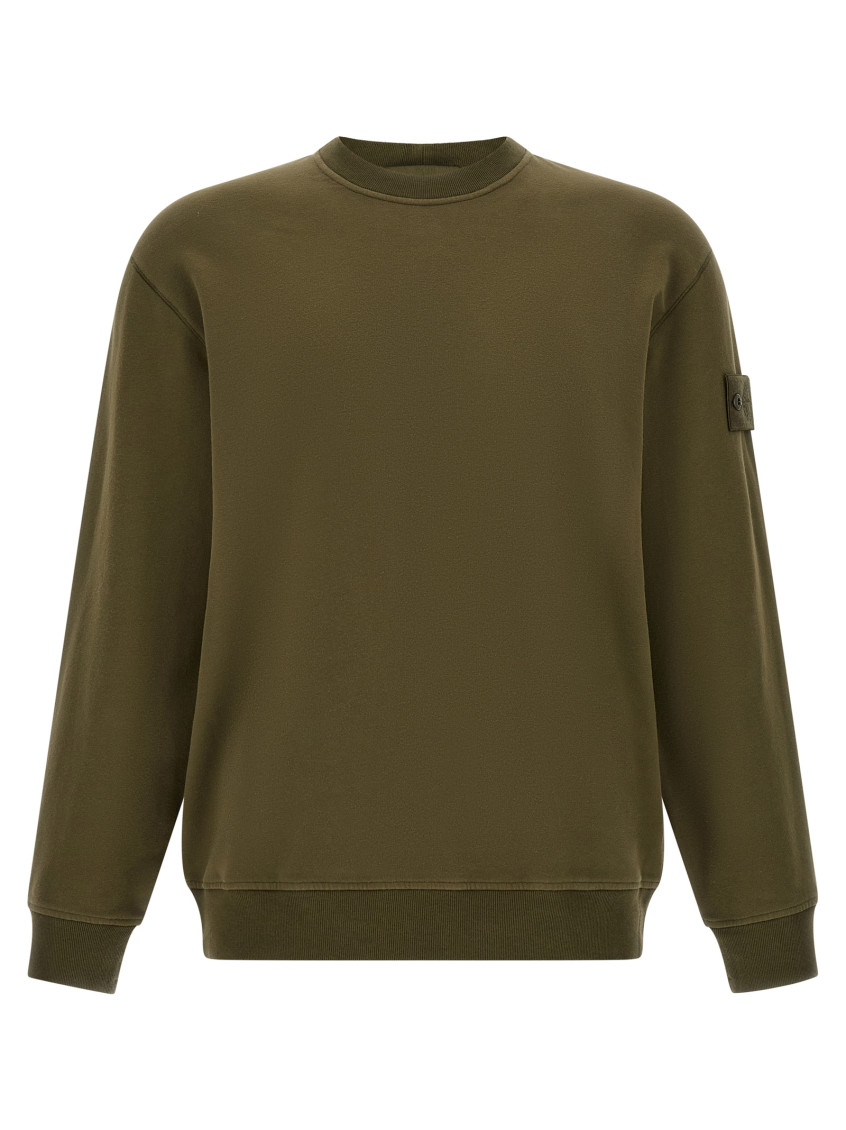 Green Solid Crew Neck Sweatshirt