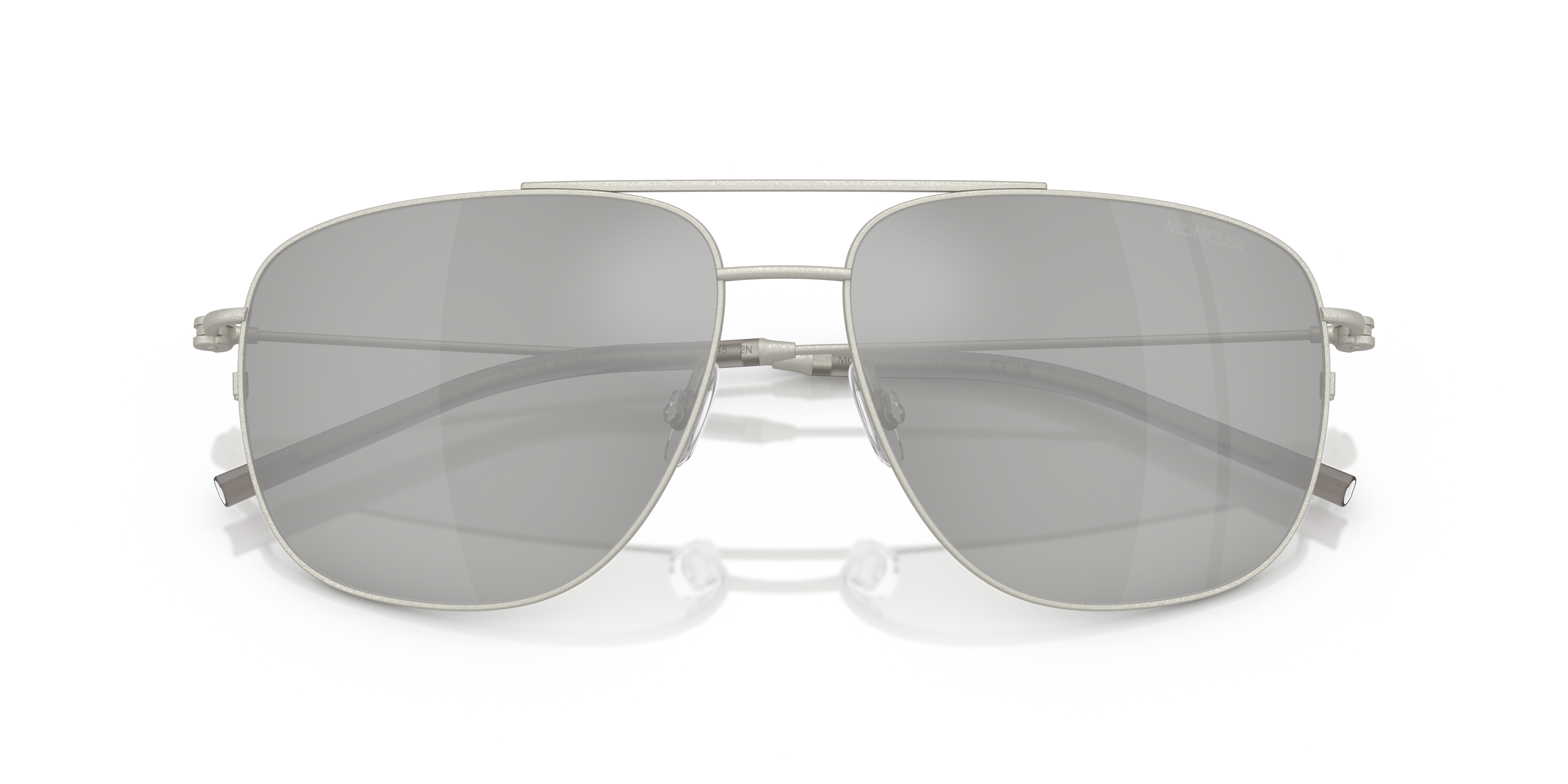 Moncler Unisex Moncler ME4004 ALUMNI 10048V Sunglasses Steel Silver Grey Pilot Mirror