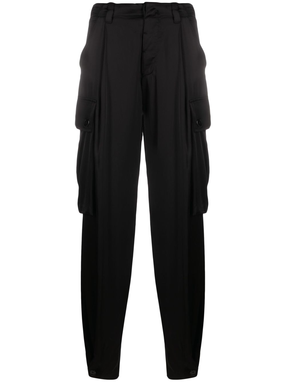 Satin cargo trousers - Black