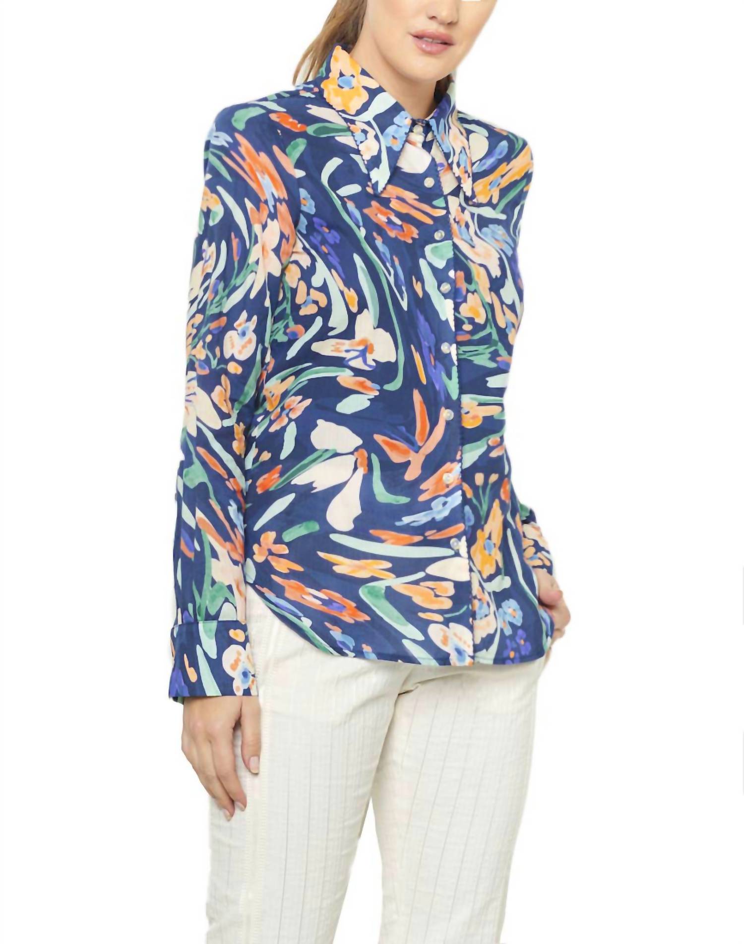 Carmela Blouse Jaleo Azul In Navy Multi