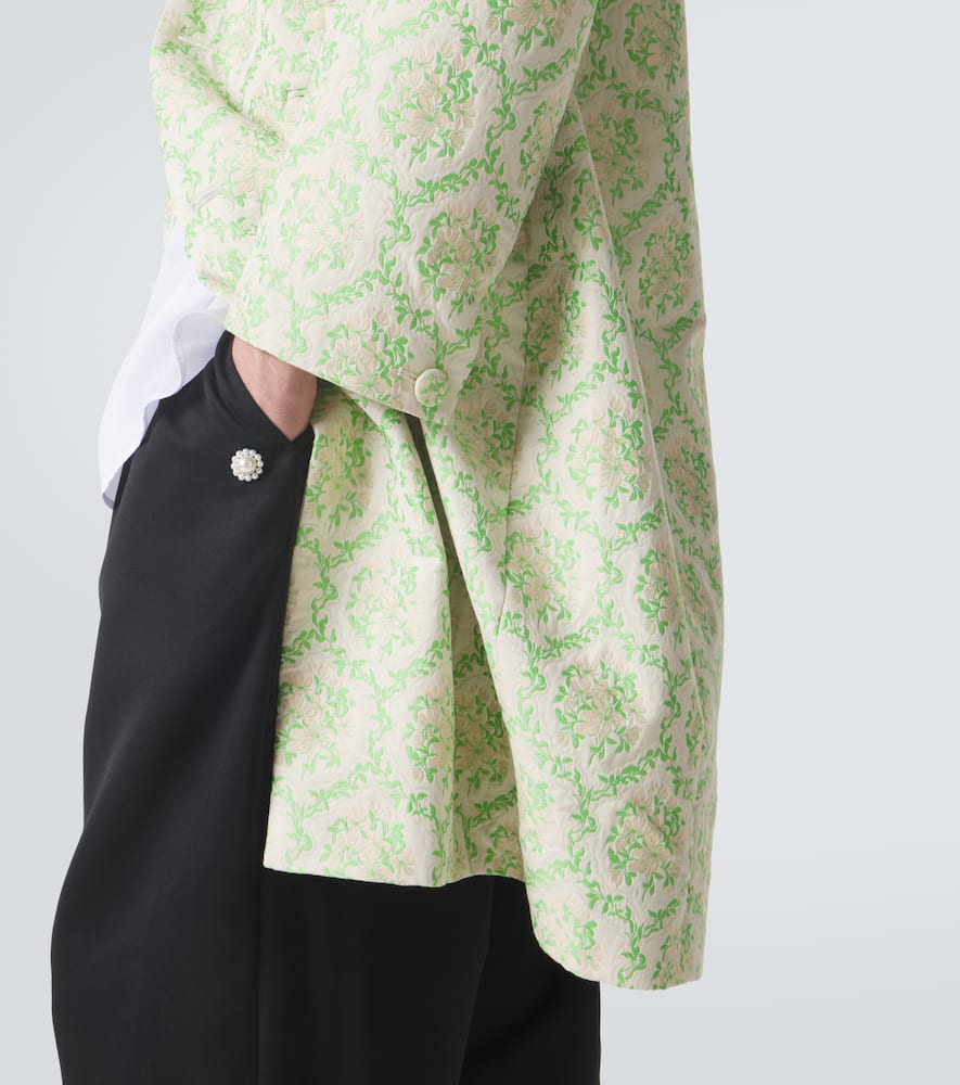 Floral cotton-blend jacquard coat