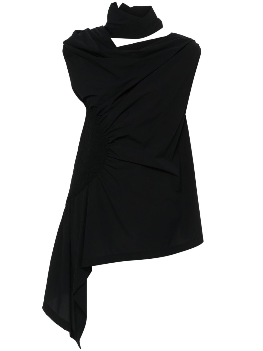 Crepe asymmetric blouse - Black