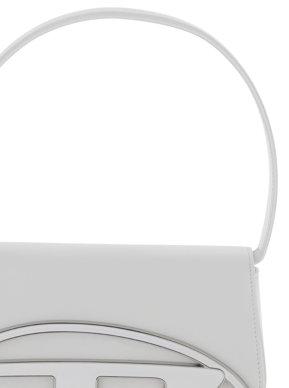 1Dr White Shoulder Bag With Oval D Patch In Leather Woman