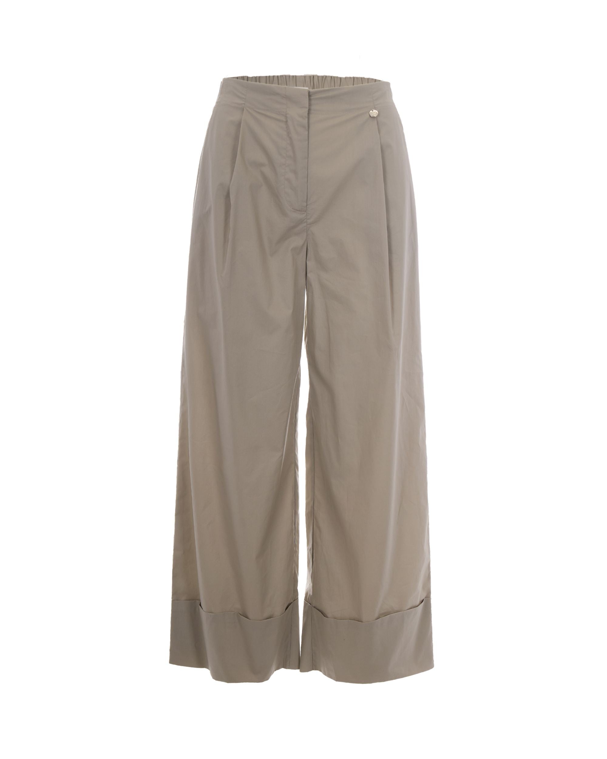 Cotton Poplin Flared Trousers — Gray