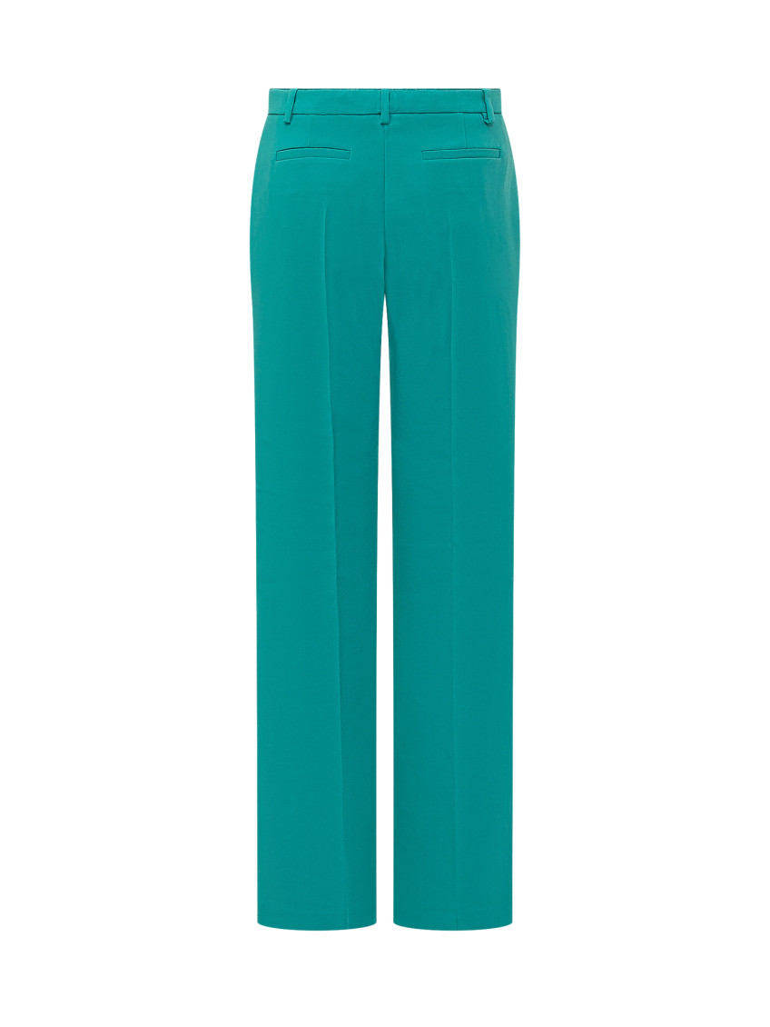 Green Straight Flat Front Pants