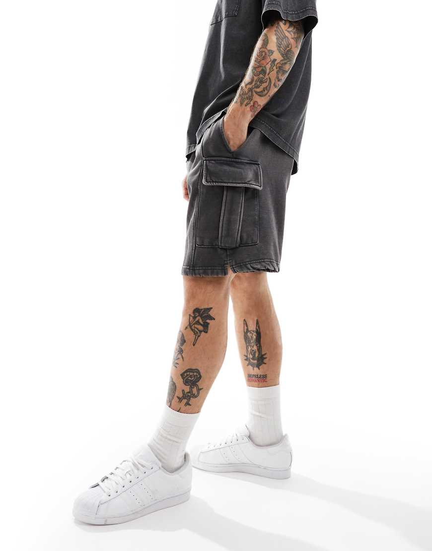 ONLY & SONS cargo sweat shorts in washed gray - part of a set