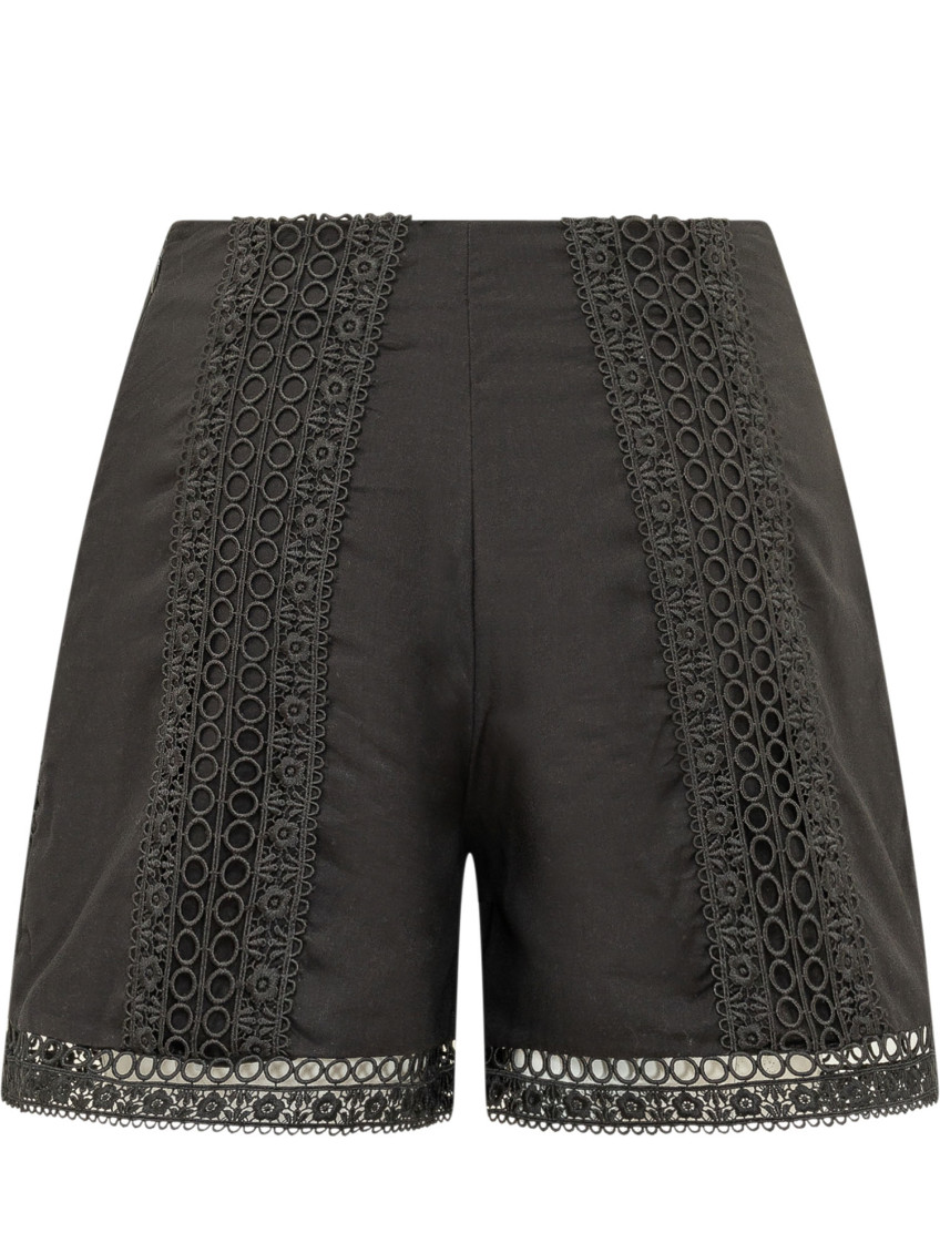 Black Embroidered Shorts