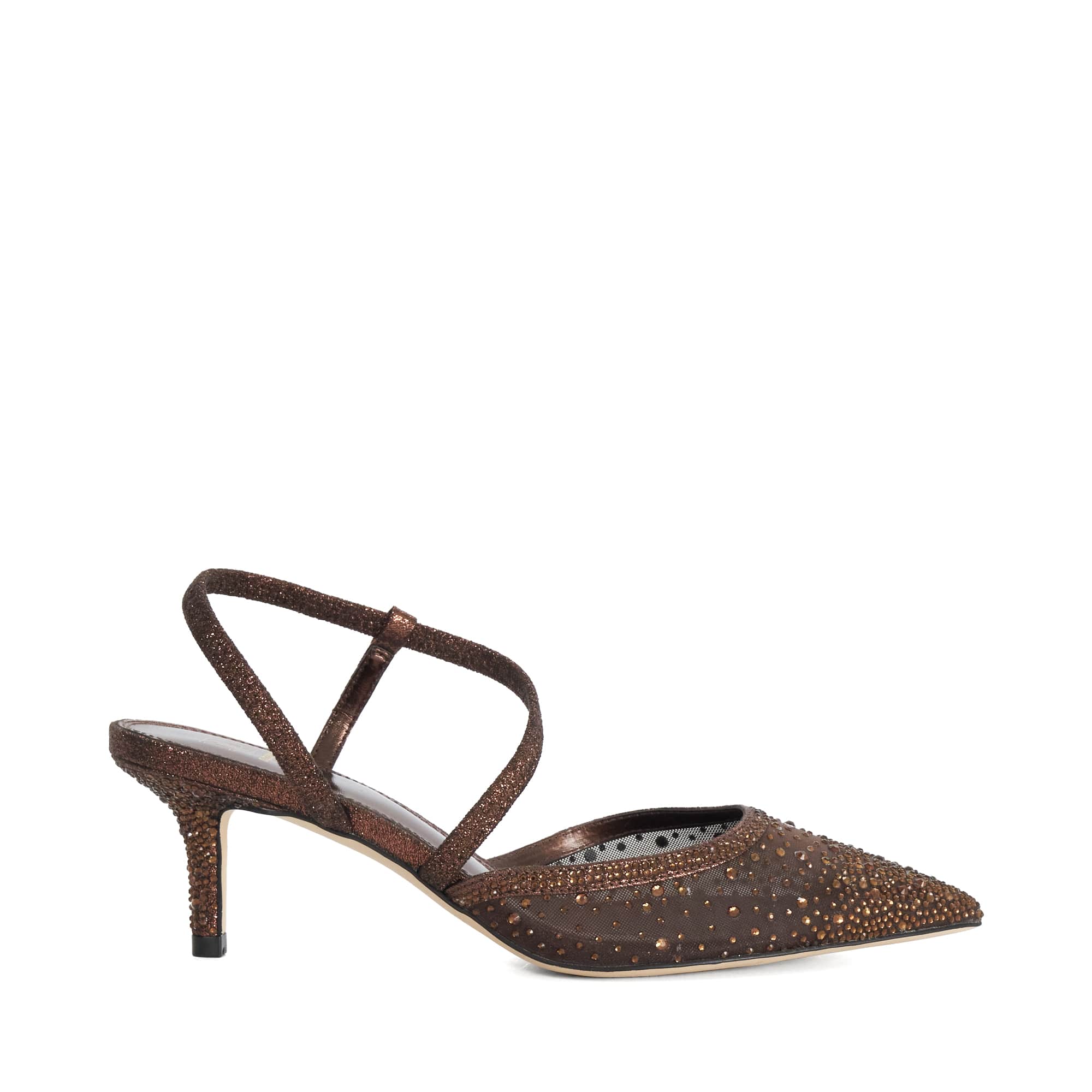 Dune London Womens Ladies Chasing - Pointed Toe Kitten Heel Court Shoes - Brown