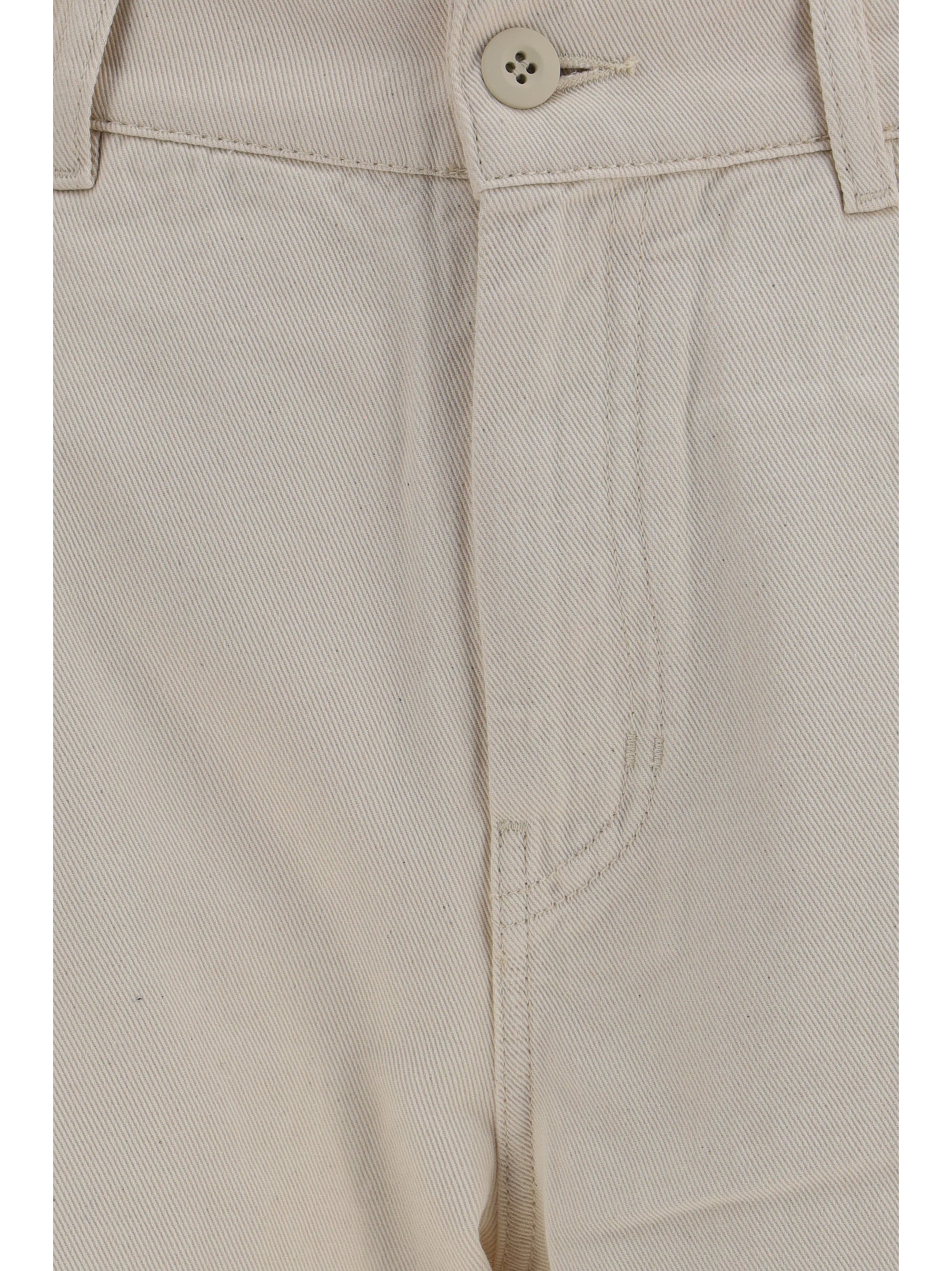 Cotton Bull Denim Trousers — Beige