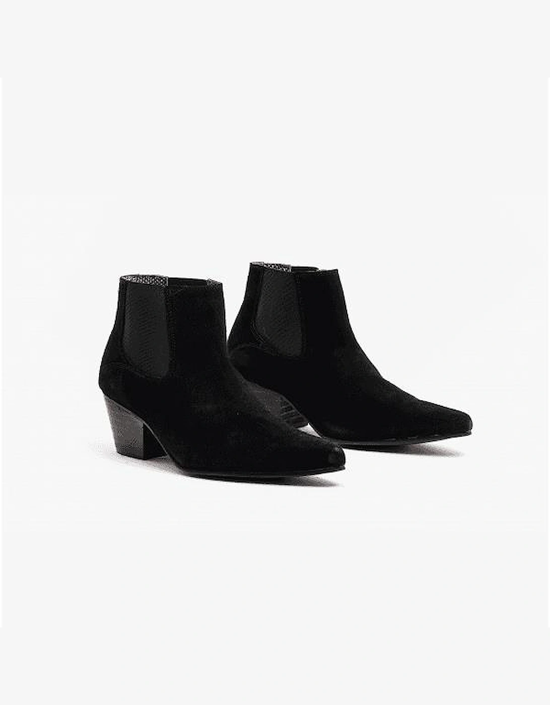 Men's Club Cubano McCARTNEY Mens Suede Winklepicker Cuban Heel Boots Black
