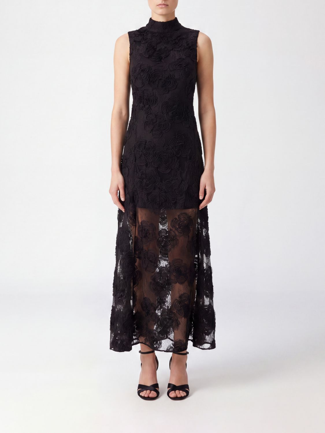 Rotate - maxi dress sheer floral appliqué design
