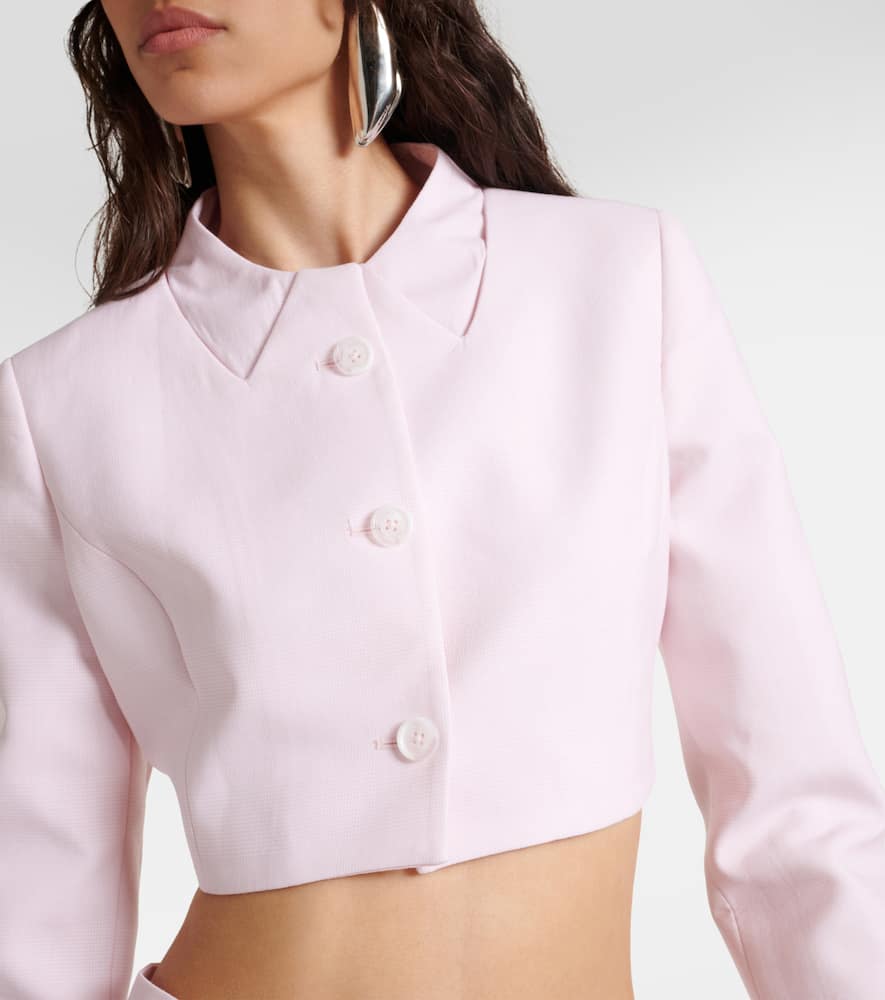 Trompe l'oeil cropped virgin wool jacket