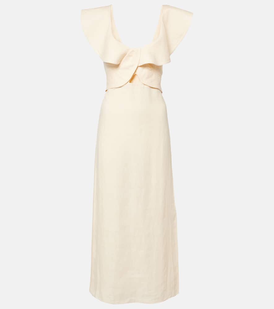 Ruffled linen midi dress