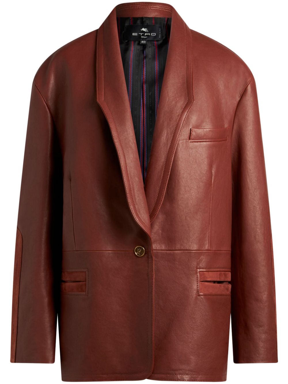 Single-breasted nappa-leather jacket - Black