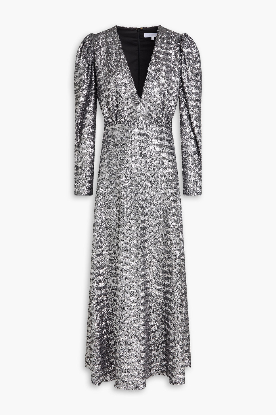 Sequined mesh midi dress - Gray - UK 6