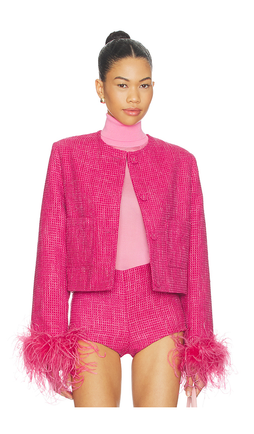 Milkwhite TWEED-JACKET in Fuchsia. Größe L. Also in