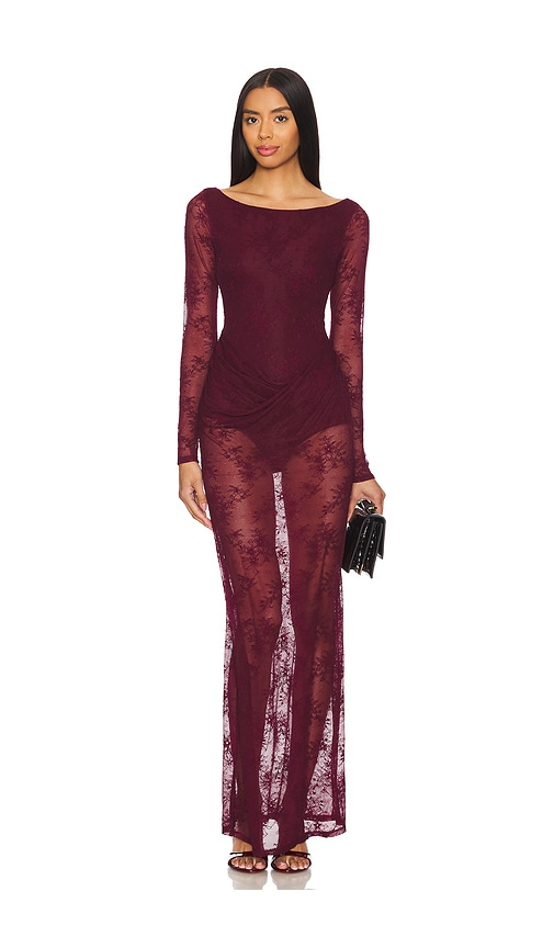AFRM MAXIKLEID AUS SPITZE TRIN in Purple. Größe XXS. Also in L