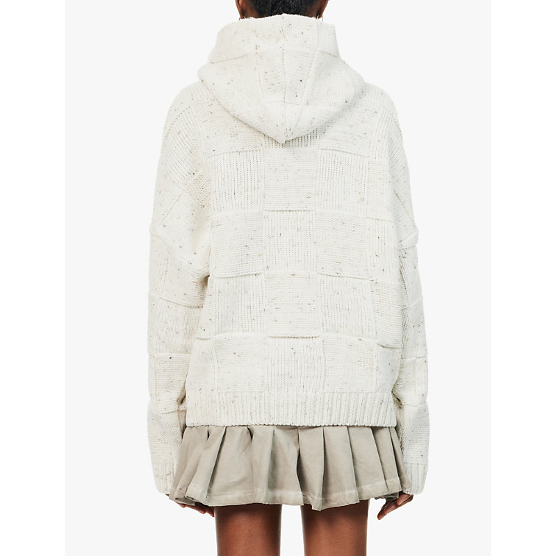 Womens Neutral Marl Communion Relaxed-fit Knitted Hoody 