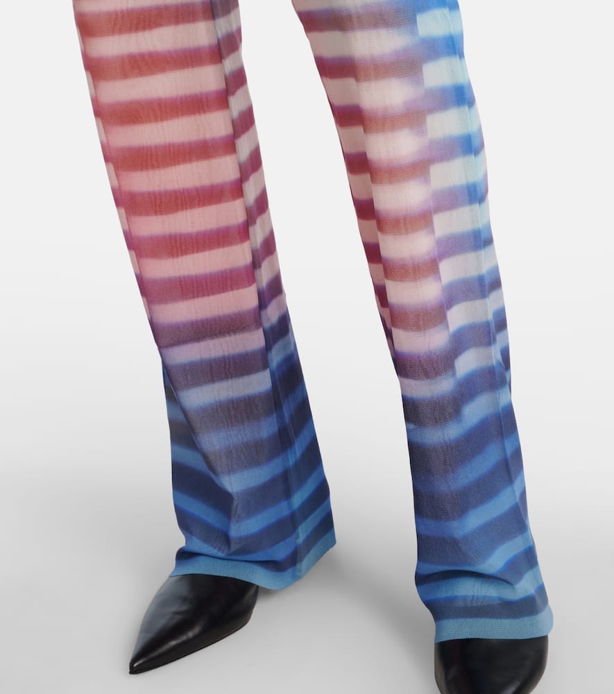 Printed striped mesh flared pants