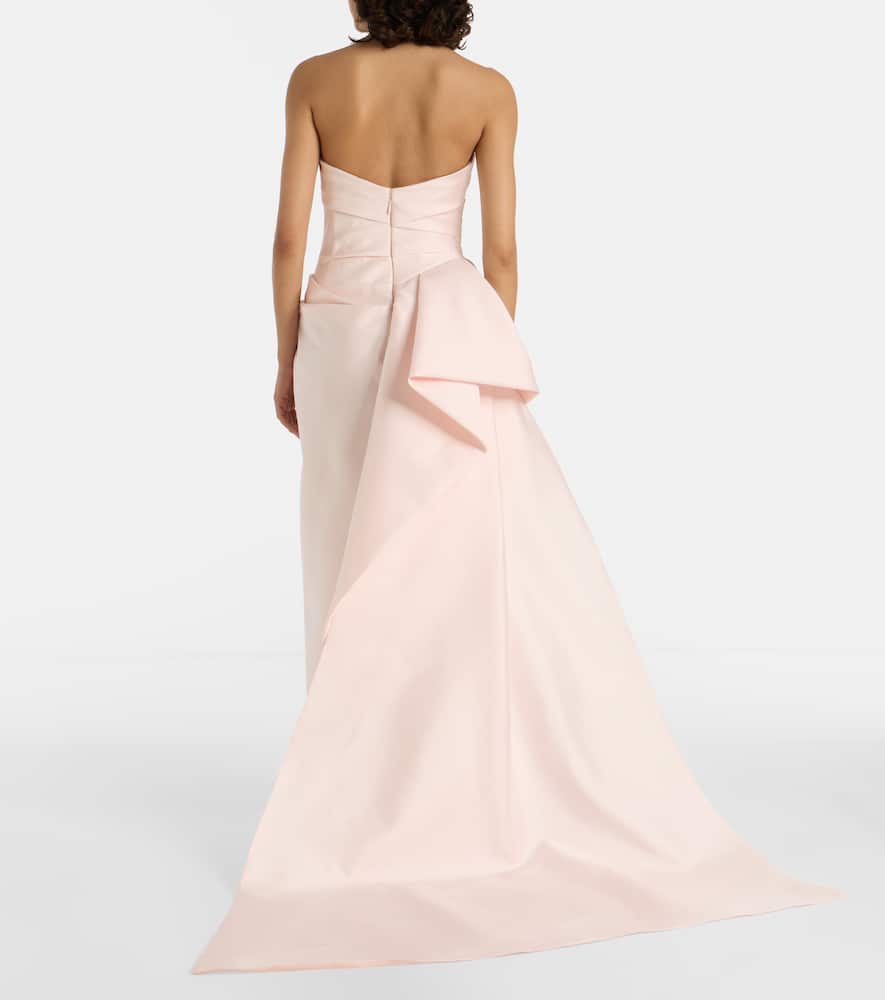 Draped strapless mikado gown