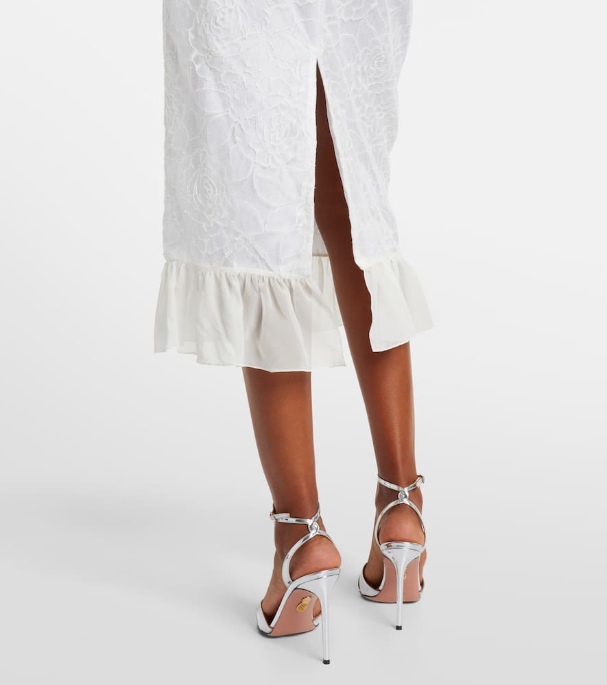 Lace and silk georgette bustier dress
