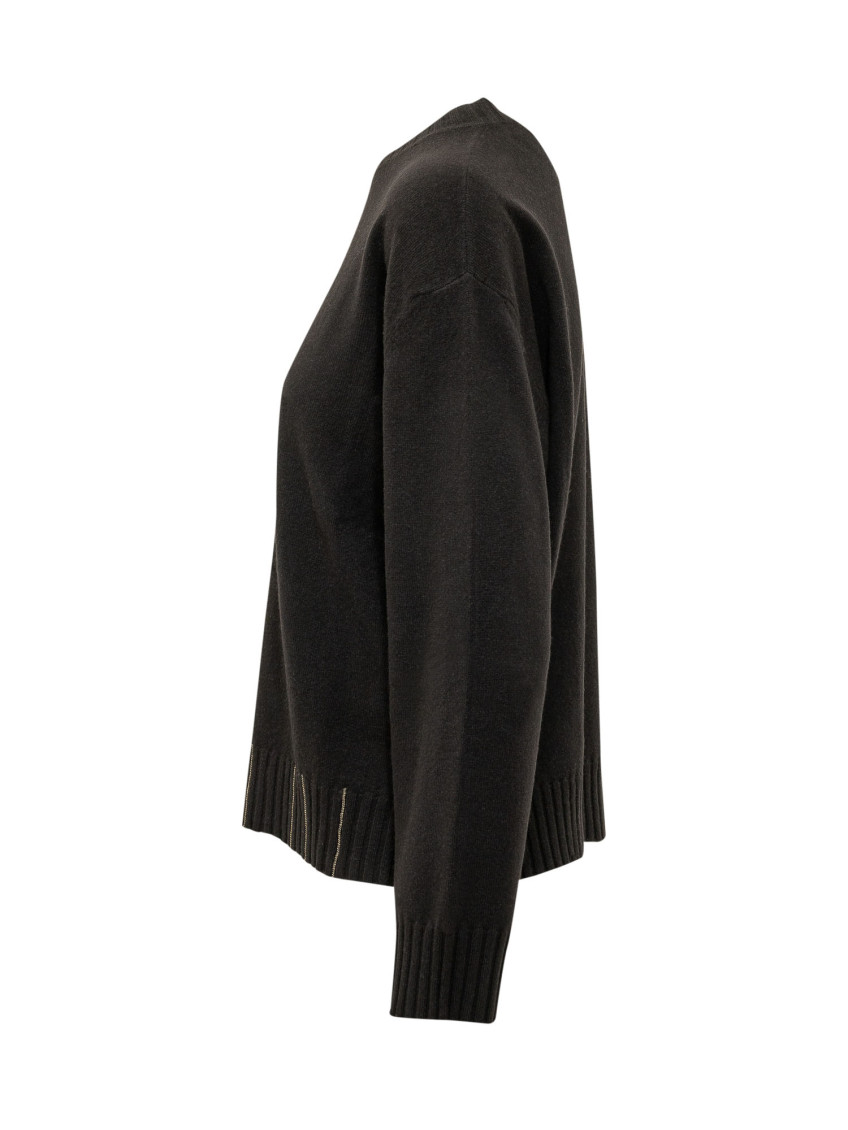 Black Solid Crew Neck Sweater